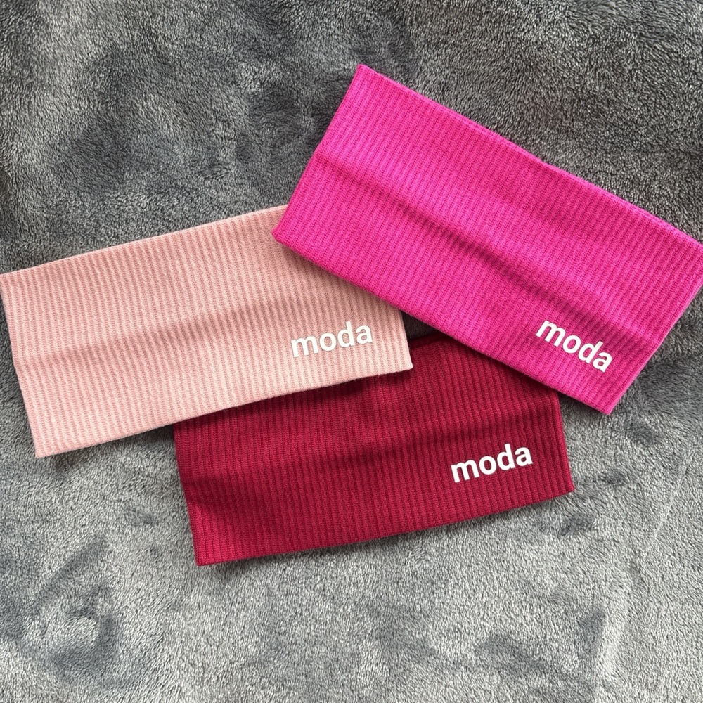 Moda Vibrant girly pink red fuschia Headbands Set